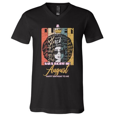 A Queen Was Born In August V-Neck T-Shirt