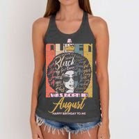 A Queen Was Born In August Women's Knotted Racerback Tank