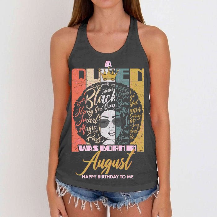 A Queen Was Born In August Women's Knotted Racerback Tank