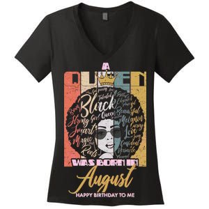 A Queen Was Born In August Women's V-Neck T-Shirt