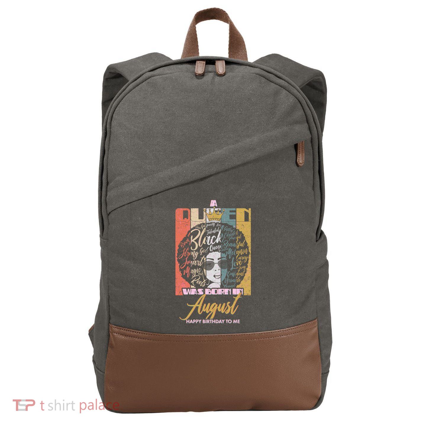 A Queen Was Born In August Cotton Canvas Backpack