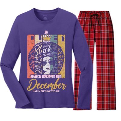 A Queen Was Born In December Women's Long Sleeve Flannel Pajama Set 