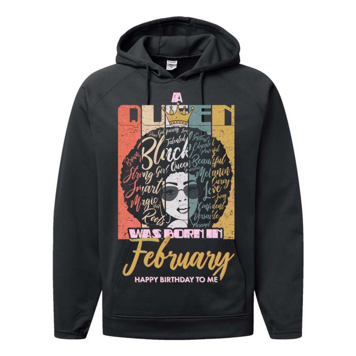 A Queen was Born in February Performance Fleece Hoodie