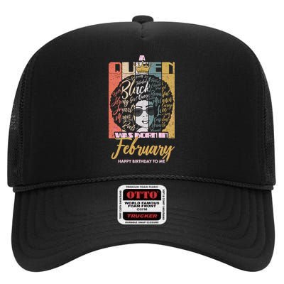 A Queen was Born in February High Crown Mesh Back Trucker Hat