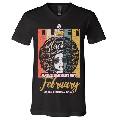 A Queen was Born in February V-Neck T-Shirt