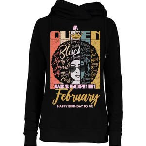 A Queen was Born in February Womens Funnel Neck Pullover Hood