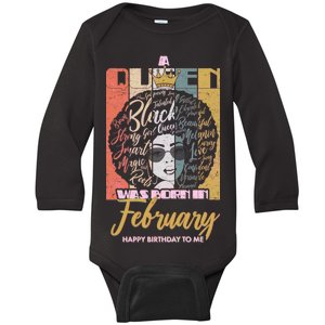 A Queen was Born in February Baby Long Sleeve Bodysuit