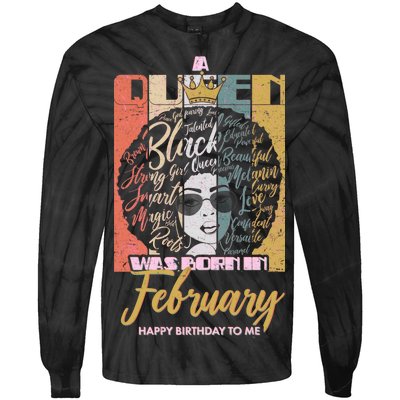 A Queen was Born in February Tie-Dye Long Sleeve Shirt