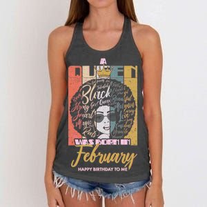 A Queen was Born in February Women's Knotted Racerback Tank