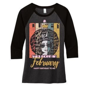 A Queen was Born in February Women's Tri-Blend 3/4-Sleeve Raglan Shirt