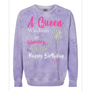 A Queen Was Born In February Birthday Colorblast Crewneck Sweatshirt