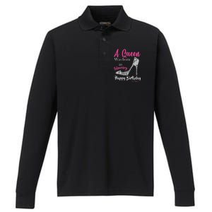 A Queen Was Born In February Birthday Performance Long Sleeve Polo