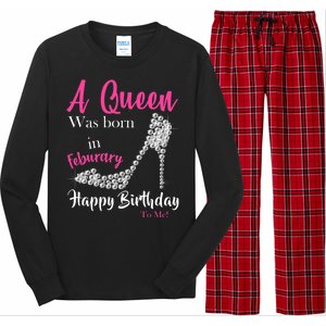 A Queen Was Born In February Birthday Long Sleeve Pajama Set