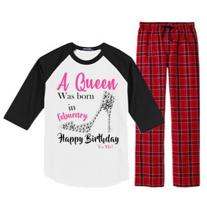 A Queen Was Born In February Birthday Raglan Sleeve Pajama Set