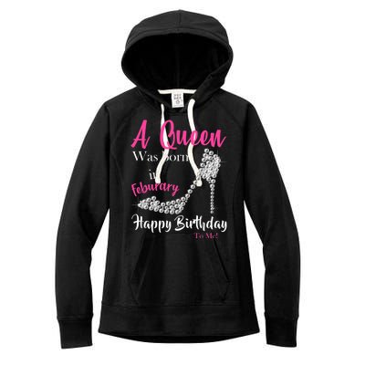 A Queen Was Born In February Birthday Women's Fleece Hoodie