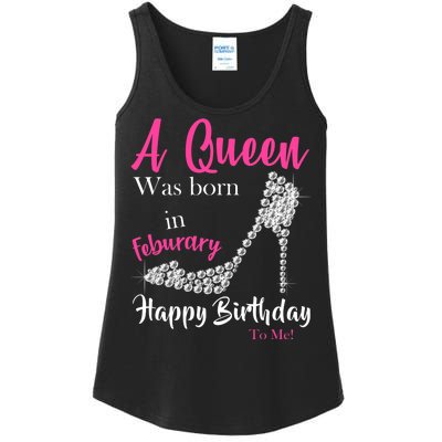 A Queen Was Born In February Birthday Ladies Essential Tank