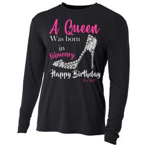 A Queen Was Born In February Birthday Cooling Performance Long Sleeve Crew