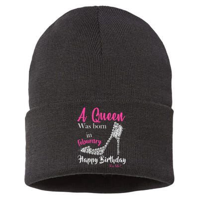 A Queen Was Born In February Birthday Sustainable Knit Beanie