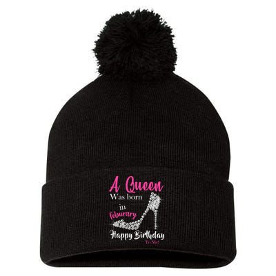 A Queen Was Born In February Birthday Pom Pom 12in Knit Beanie