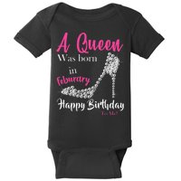 A Queen Was Born In February Birthday Baby Bodysuit