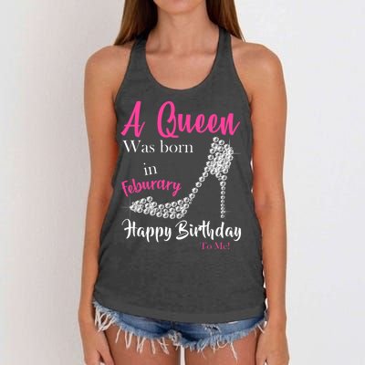 A Queen Was Born In February Birthday Women's Knotted Racerback Tank