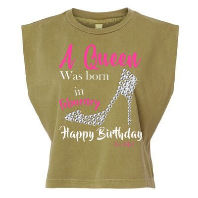 A Queen Was Born In February Birthday Garment-Dyed Women's Muscle Tee