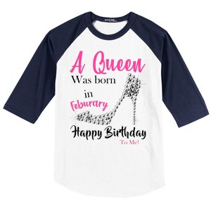 A Queen Was Born In February Birthday Baseball Sleeve Shirt