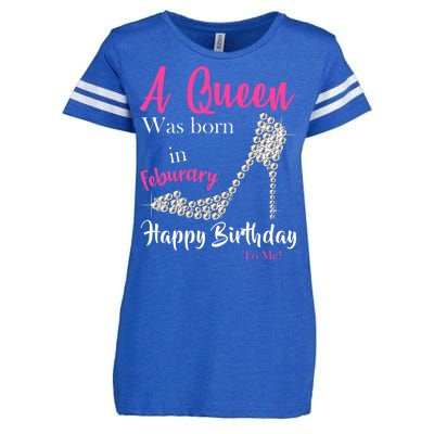 A Queen Was Born In February Birthday Enza Ladies Jersey Football T-Shirt