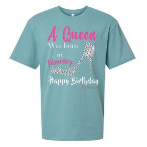 A Queen Was Born In February Birthday Sueded Cloud Jersey T-Shirt