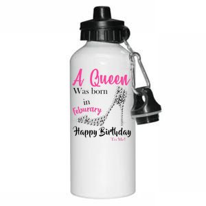 A Queen Was Born In February Birthday Aluminum Water Bottle 