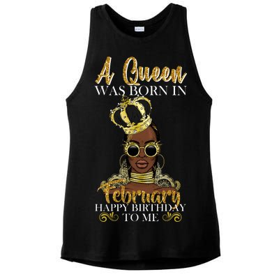 A Queen Was Born In February Happy Birthday Ladies PosiCharge Tri-Blend Wicking Tank