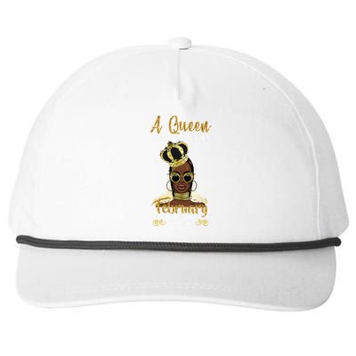 A Queen Was Born In February Happy Birthday Snapback Five-Panel Rope Hat