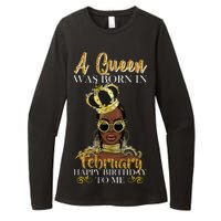 A Queen Was Born In February Happy Birthday Womens CVC Long Sleeve Shirt