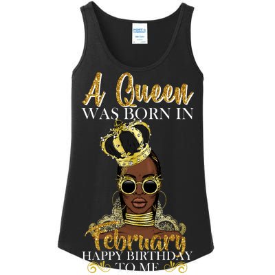 A Queen Was Born In February Happy Birthday Ladies Essential Tank