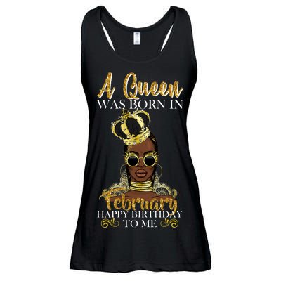 A Queen Was Born In February Happy Birthday Ladies Essential Flowy Tank