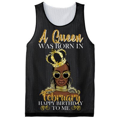 A Queen Was Born In February Happy Birthday Mesh Reversible Basketball Jersey Tank