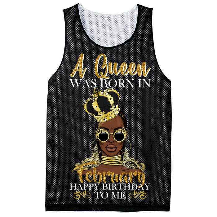 A Queen Was Born In February Happy Birthday Mesh Reversible Basketball Jersey Tank