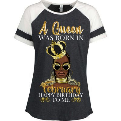 A Queen Was Born In February Happy Birthday Enza Ladies Jersey Colorblock Tee