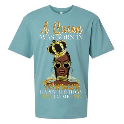 A Queen Was Born In February Happy Birthday Sueded Cloud Jersey T-Shirt