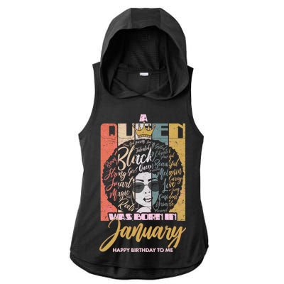 A Queen Was Born In January Ladies PosiCharge Tri-Blend Wicking Draft Hoodie Tank