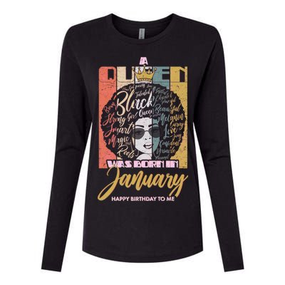 A Queen Was Born In January Womens Cotton Relaxed Long Sleeve T-Shirt