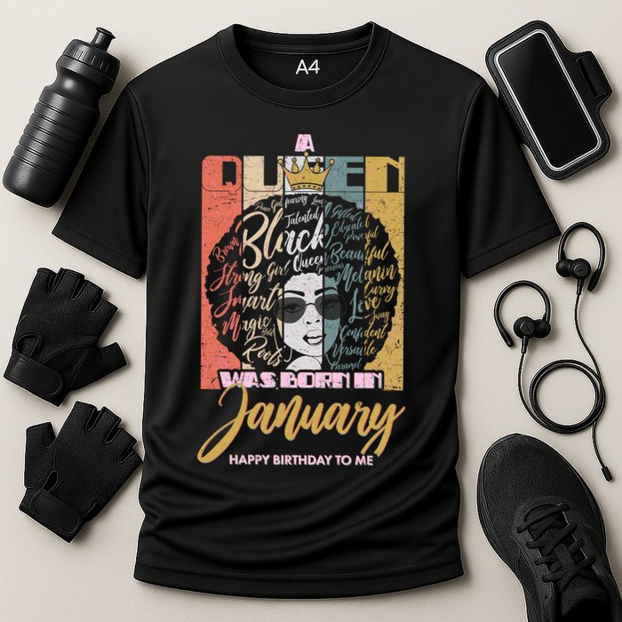 A Queen Was Born In January Cooling Performance Crew T-Shirt