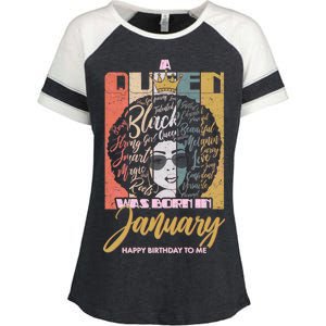 A Queen Was Born In January Enza Ladies Jersey Colorblock Tee