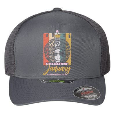 A Queen Was Born In January Flexfit Unipanel Trucker Cap