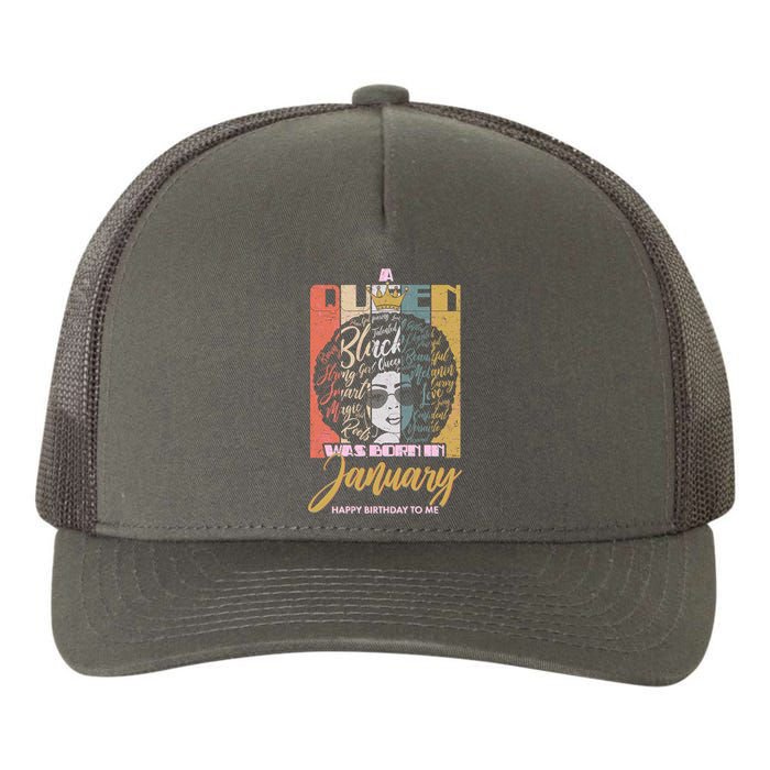 A Queen Was Born In January Yupoong Adult 5-Panel Trucker Hat