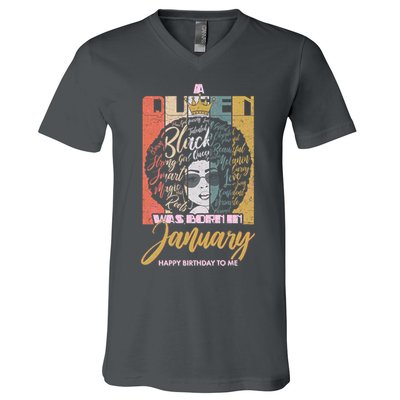 A Queen Was Born In January V-Neck T-Shirt