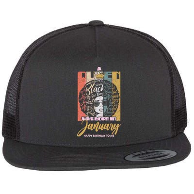 A Queen Was Born In January Flat Bill Trucker Hat