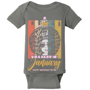 A Queen Was Born In January Baby Bodysuit