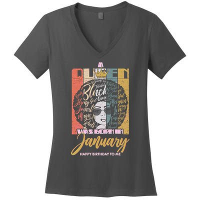 A Queen Was Born In January Women's V-Neck T-Shirt