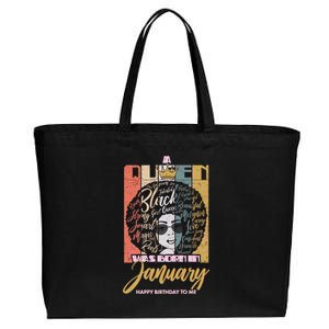 A Queen Was Born In January Cotton Canvas Jumbo Tote